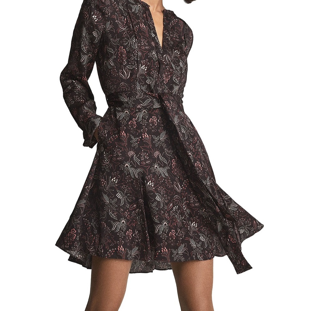 Reiss Billie printed Long Sleeve Dress